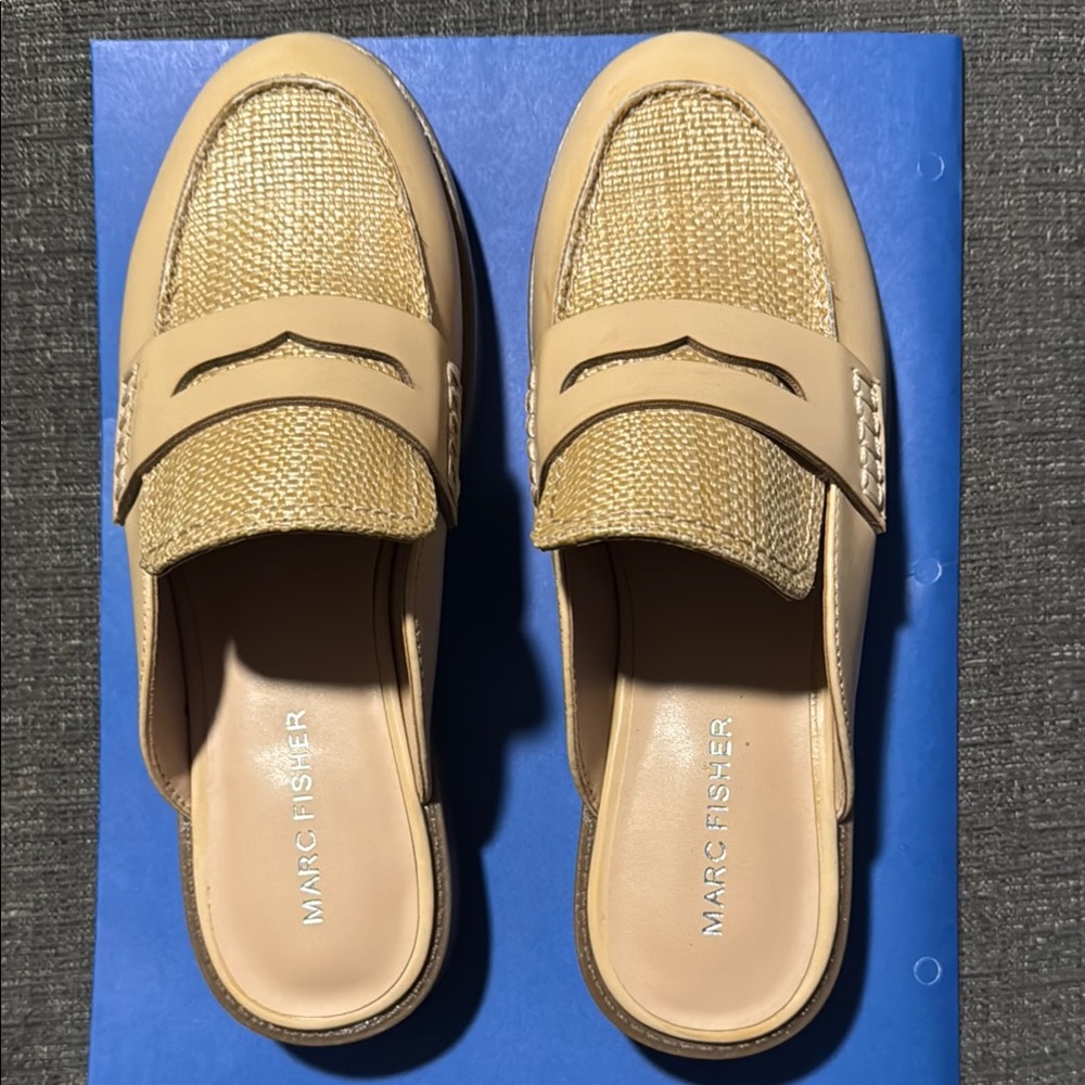 Marc Fisher Beige and Cream Slip-On Loafers